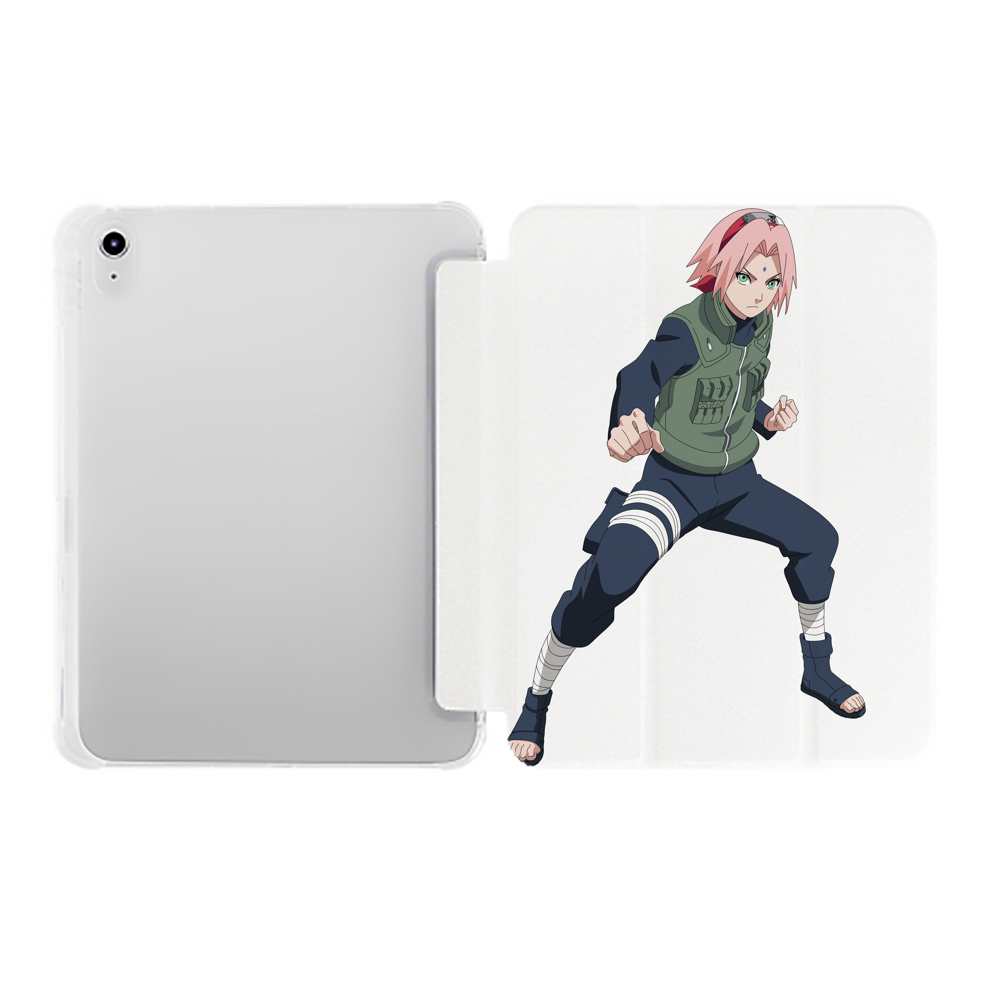 （画像用） NARUTO -ナルト- 春野サクラ Haruno Sakura IPad ケース ペン収納付き 三つ折りスタンド PUレザー×シリコン 対応機種9.5/10.5/10.9インチ